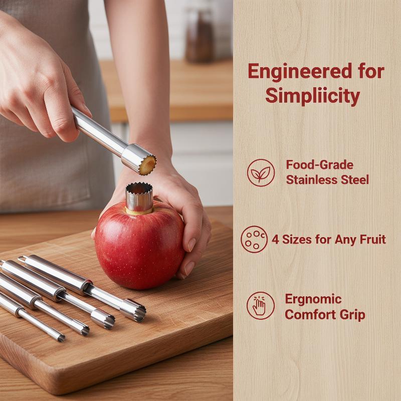 Kitchen Gadgets & Toys - Juego de 4 Descorazonadores de Frutas,