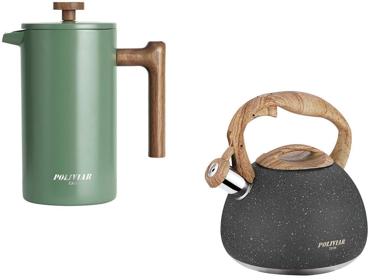 French Press Coffee Maker - POLIVIAR Cafetera de Prensa Francesa de