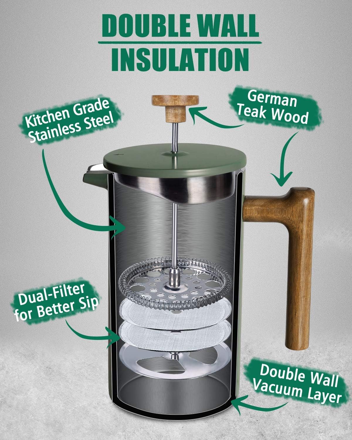 POLIVIAR Cafetera de Prensa Fr - French Press Coffee Maker reseña y precio